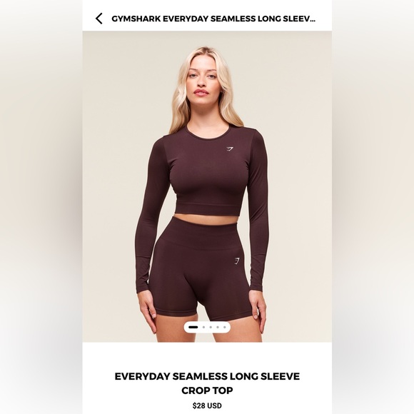 Gymshark Tops - Gymshark Chocolate Brown Long Sleeve Crop Top Long Sleeve
